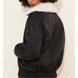 NVLT Faux Fur Collar Padded Bomber Jacket